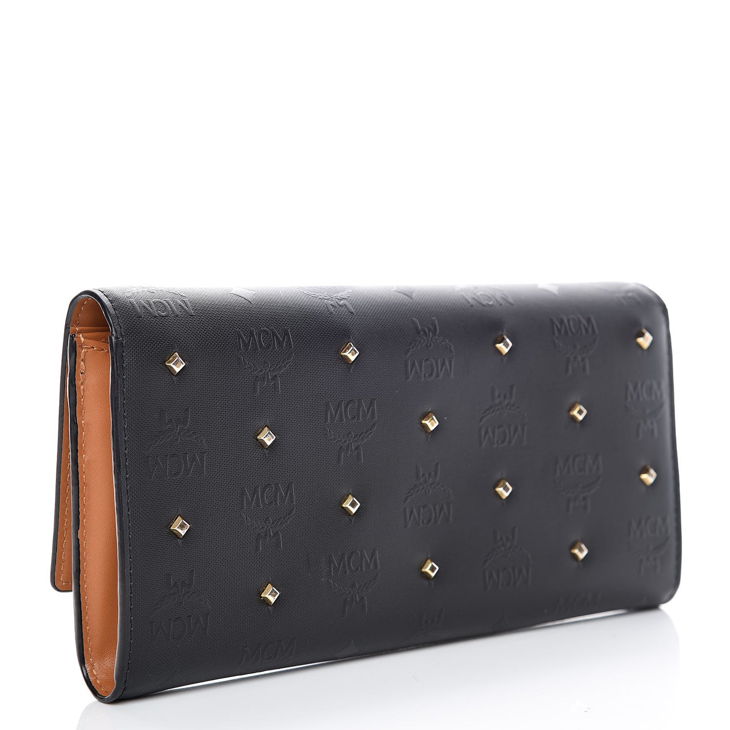Monogram Coated Canvas Claudia Studded Continental Flap Wallet Black