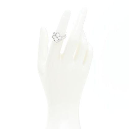 Van Cleef & Arpels 18K White Gold Guilloche Vintage Alhambra Ring 49 5 2 of 6