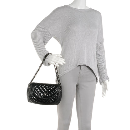 Chanel Lambskin Patent Classic Twist Crescent Flap Bag Black 2 of 9