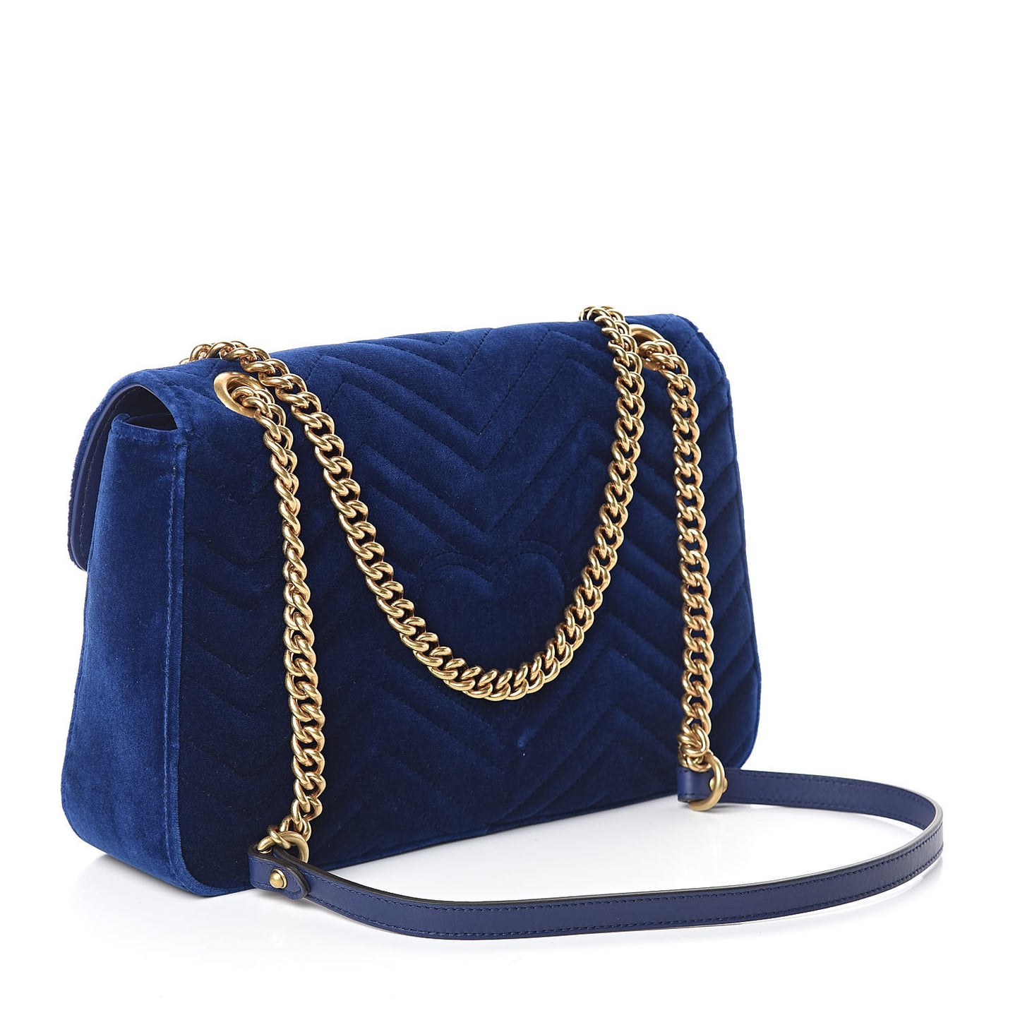 Velvet Matelasse Medium GG Marmont Shoulder Bag Cobalt Blue
