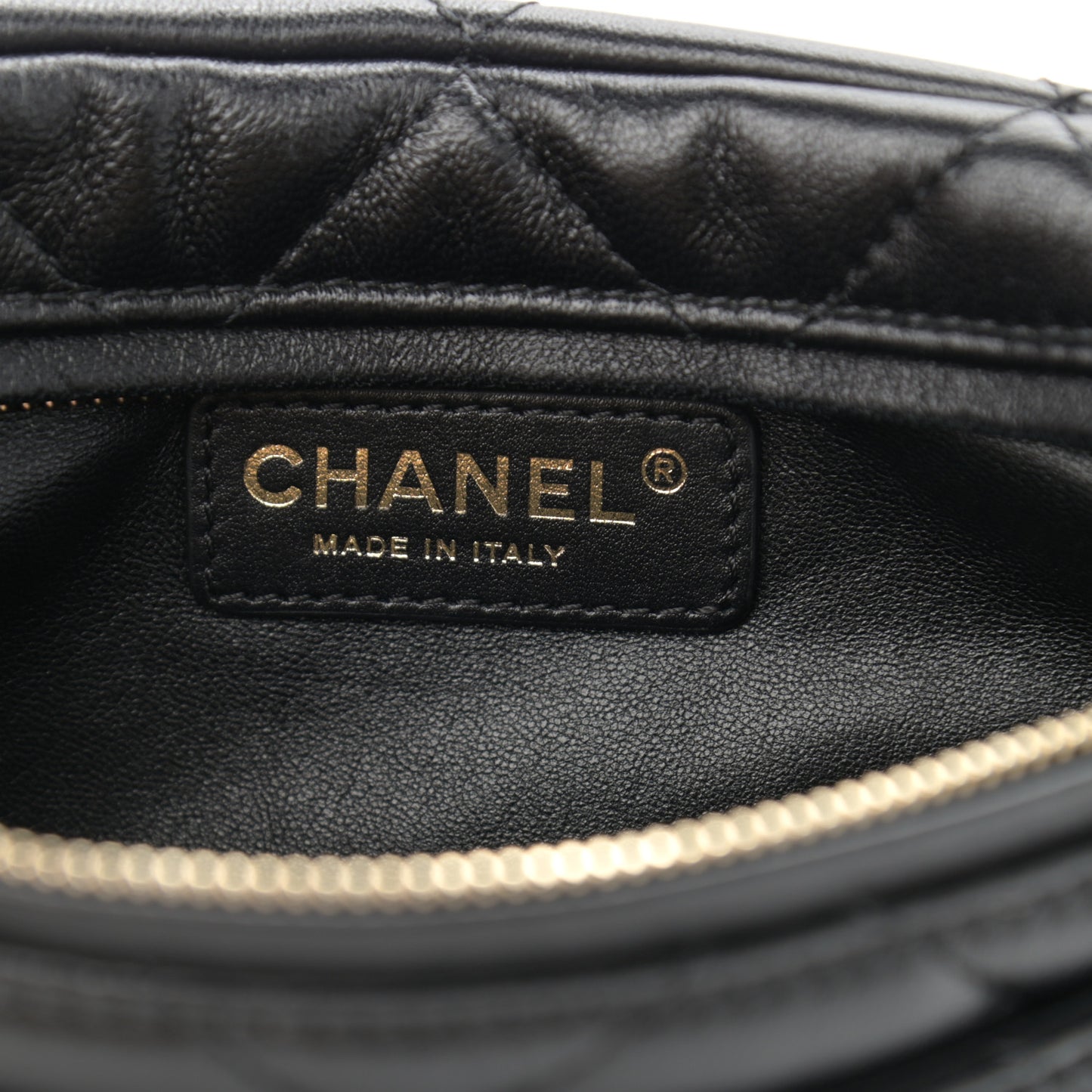 Lambskin Quilted Waist Belt Bag Black