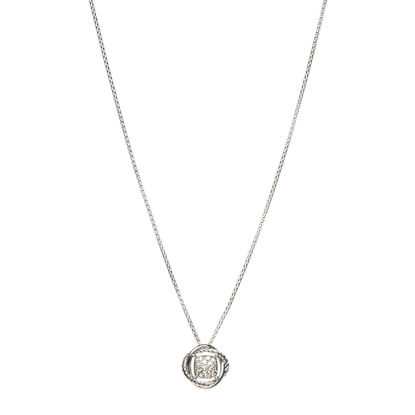 Sterling Silver Diamond 7mm Infinity Pendant Necklace