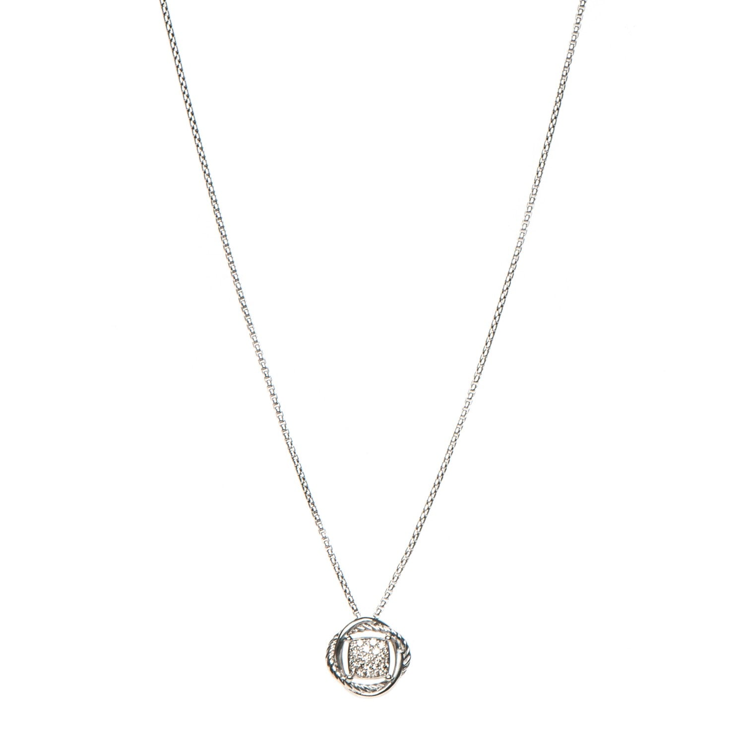 David Yurman Sterling Silver Diamond 7mm Infinity Pendant Necklace 1 of 5