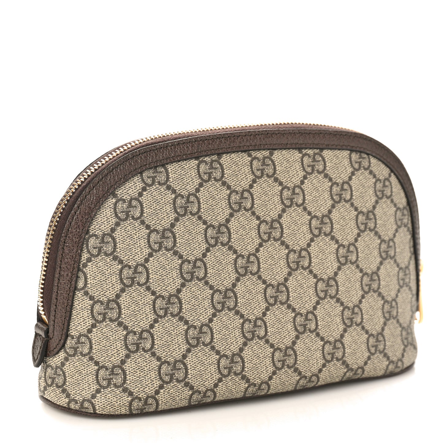 GG Supreme Monogram Textured Calfskin Web Large Ophidia Cosmetic Case Beige Ebony New Acero