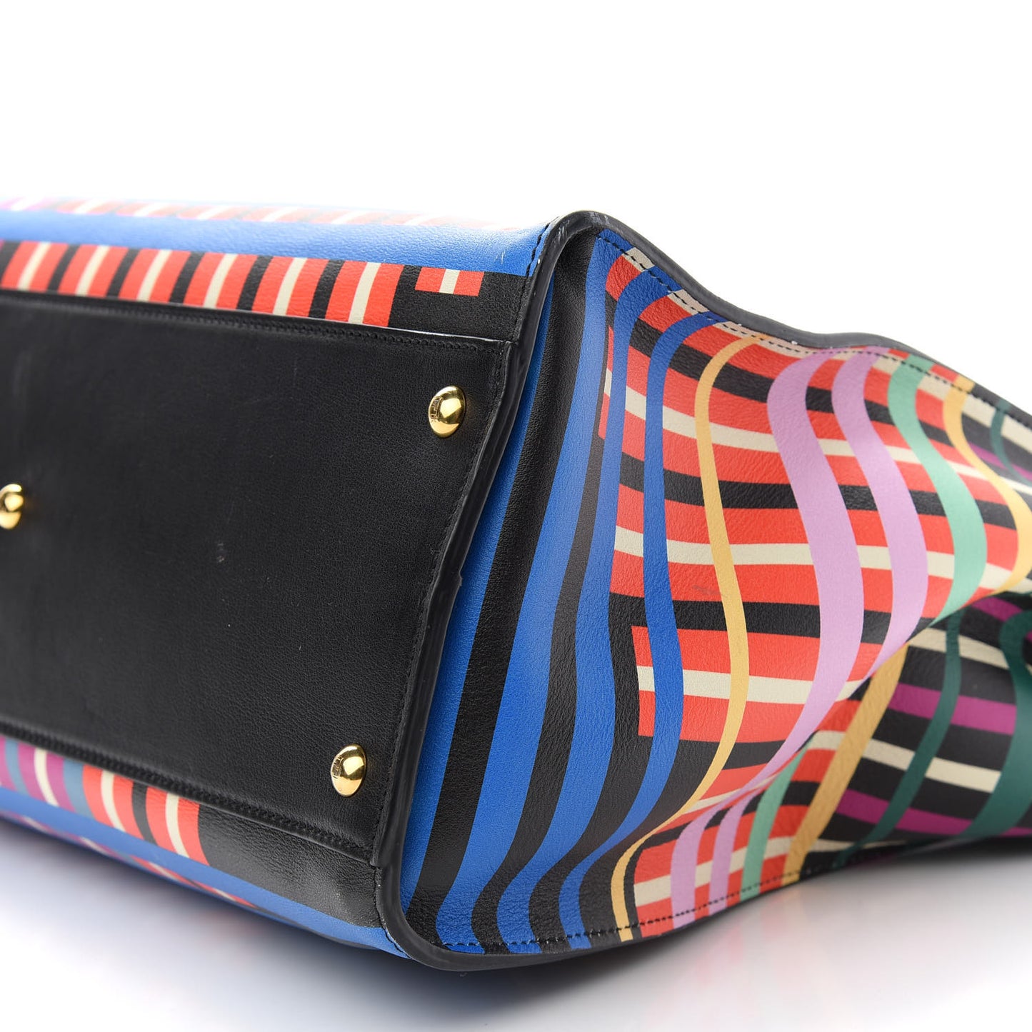 Vitello Seta Digital Print Large Peekaboo Iconic Satchel Multicolor Black