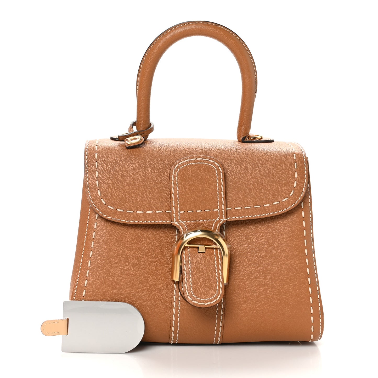 Grained Rodeo Calfskin Surpique PM Brillant Satchel Vegetal Ivory