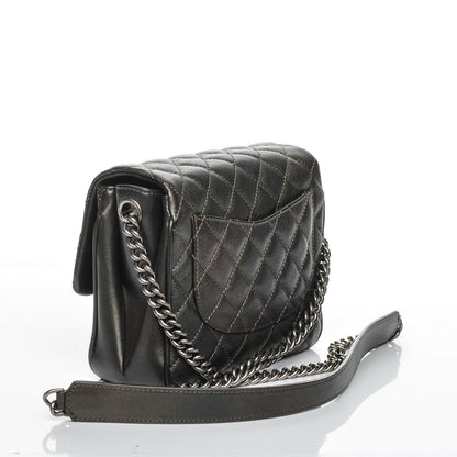 Chanel Metallic Goatskin Quilted Small Rock In Rome Flap Charcoal 3 of 16
