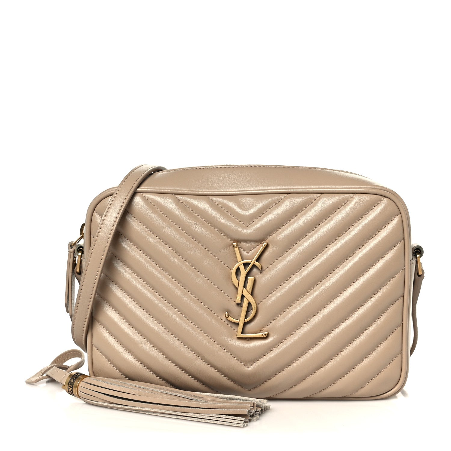 Saint Laurent Calfskin Matelasse Monogram Lou Camera Bag Dark Beige 1 of 10