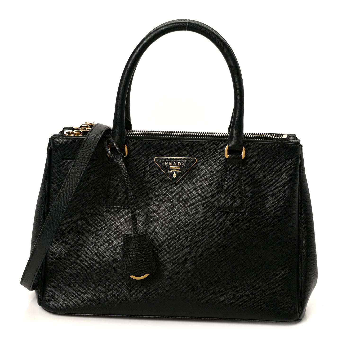 Saffiano Small Galleria Double Zip Tote Black