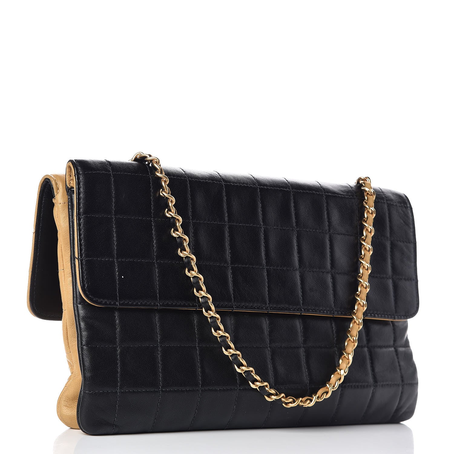 Chanel Lambskin Quilted Double Mademoiselle Flap Beige Black 3 of 12