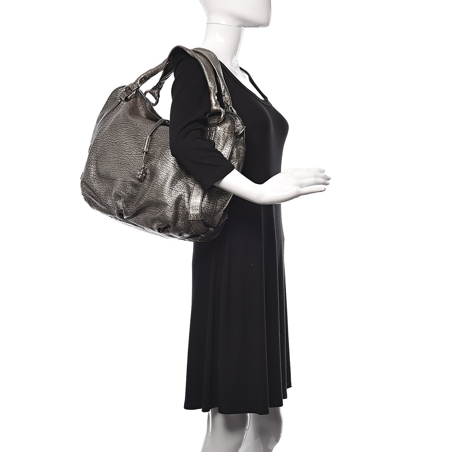 Celine Metallic Calfskin Bittersweet Hobo Pewter 2 of 12