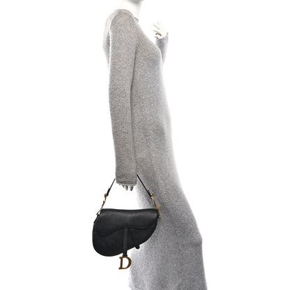 Christian Dior Grained Calfskin Saddle Bag Black 2 of 11