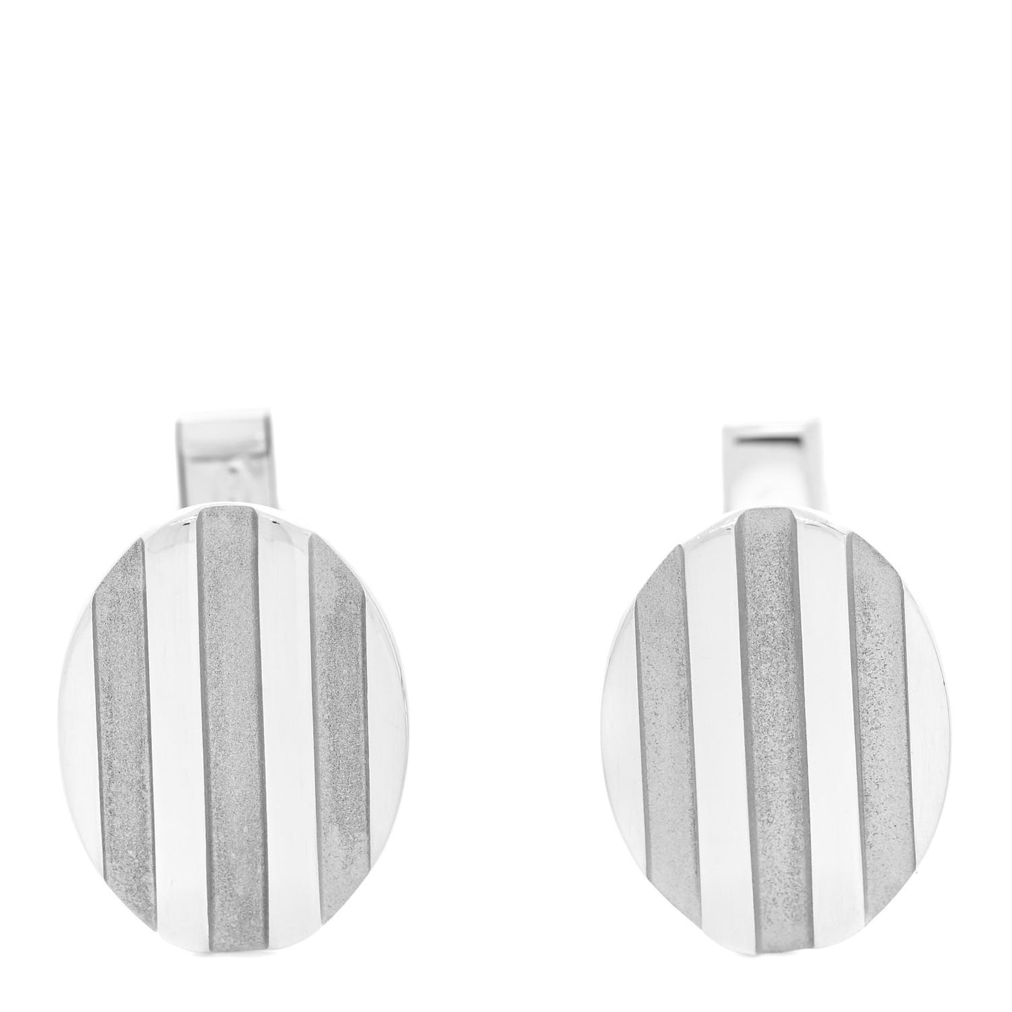 Sterling Silver Grooved Oval Atlas Cufflinks