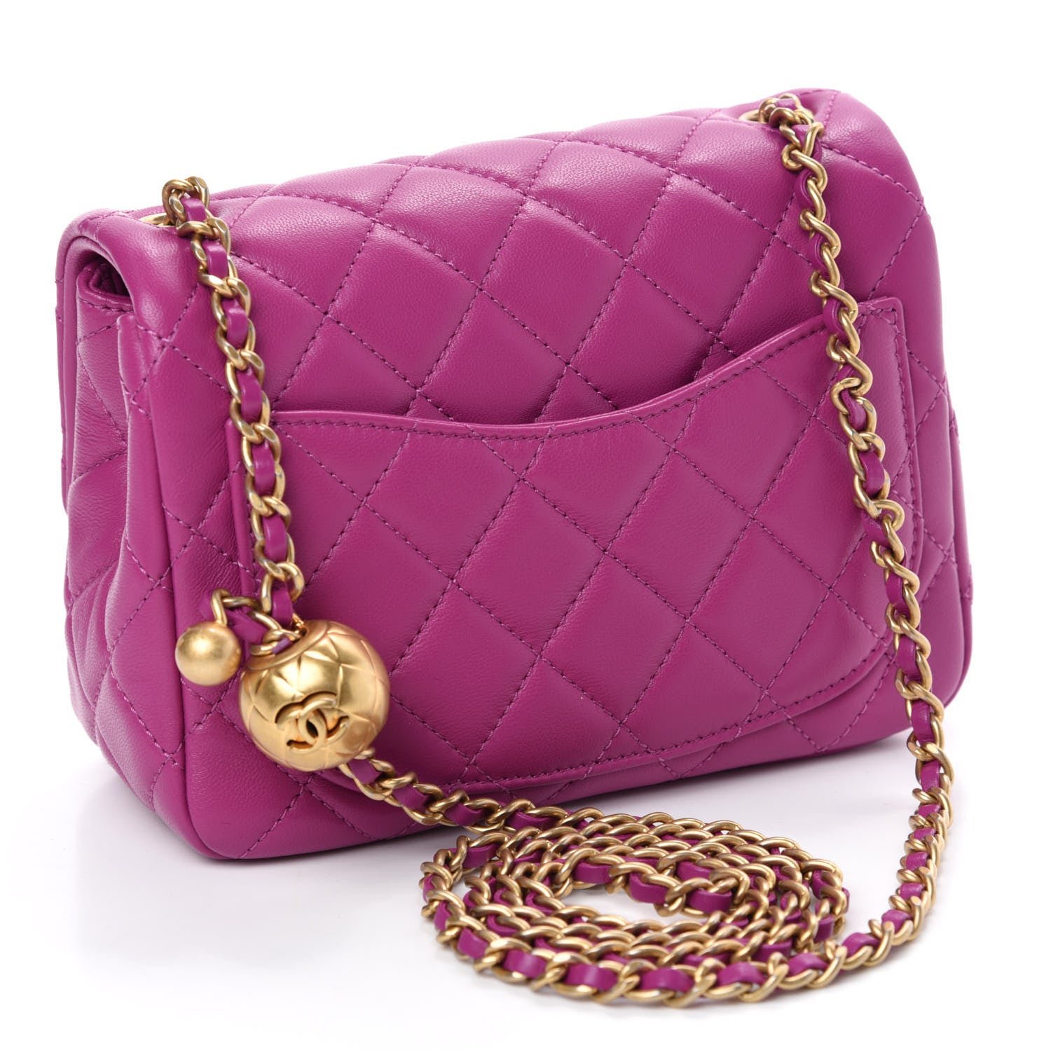 Chanel Lambskin Quilted Mini Pearl Crush Flap Purple 3 of 10