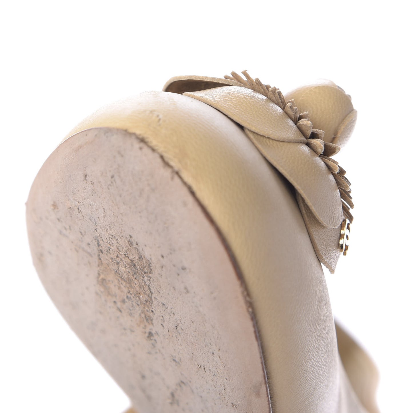 Lambskin Camellia Pumps 38 Beige