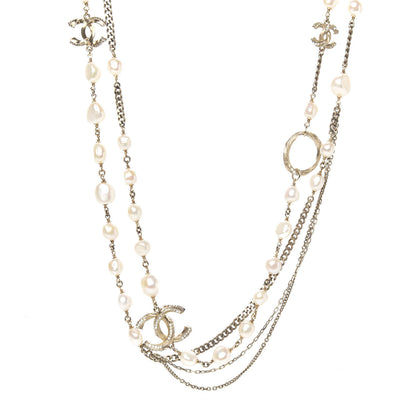 Chanel Pearl Crystal CC Long Necklace Gold 1 of 5