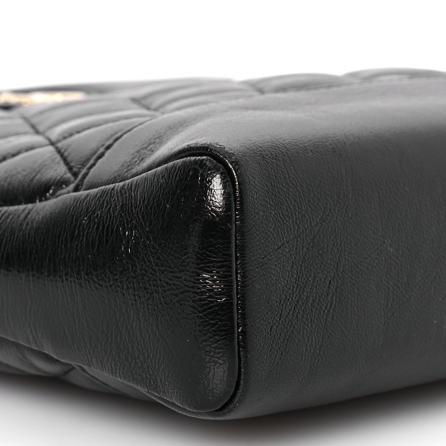 Shiny Quilted Mini 31 Shopping Bag Black