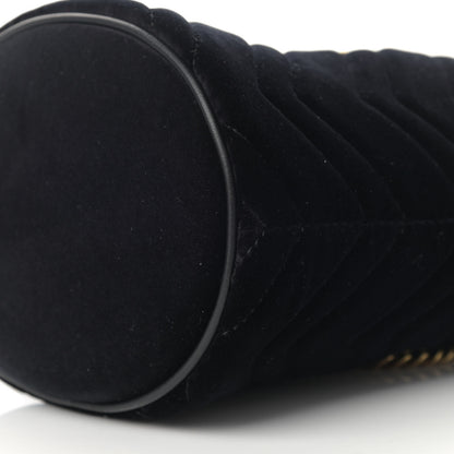 Gucci Velvet Matelasse Mini GG Marmont 2.0 Bucket Bag Black 10 of 13