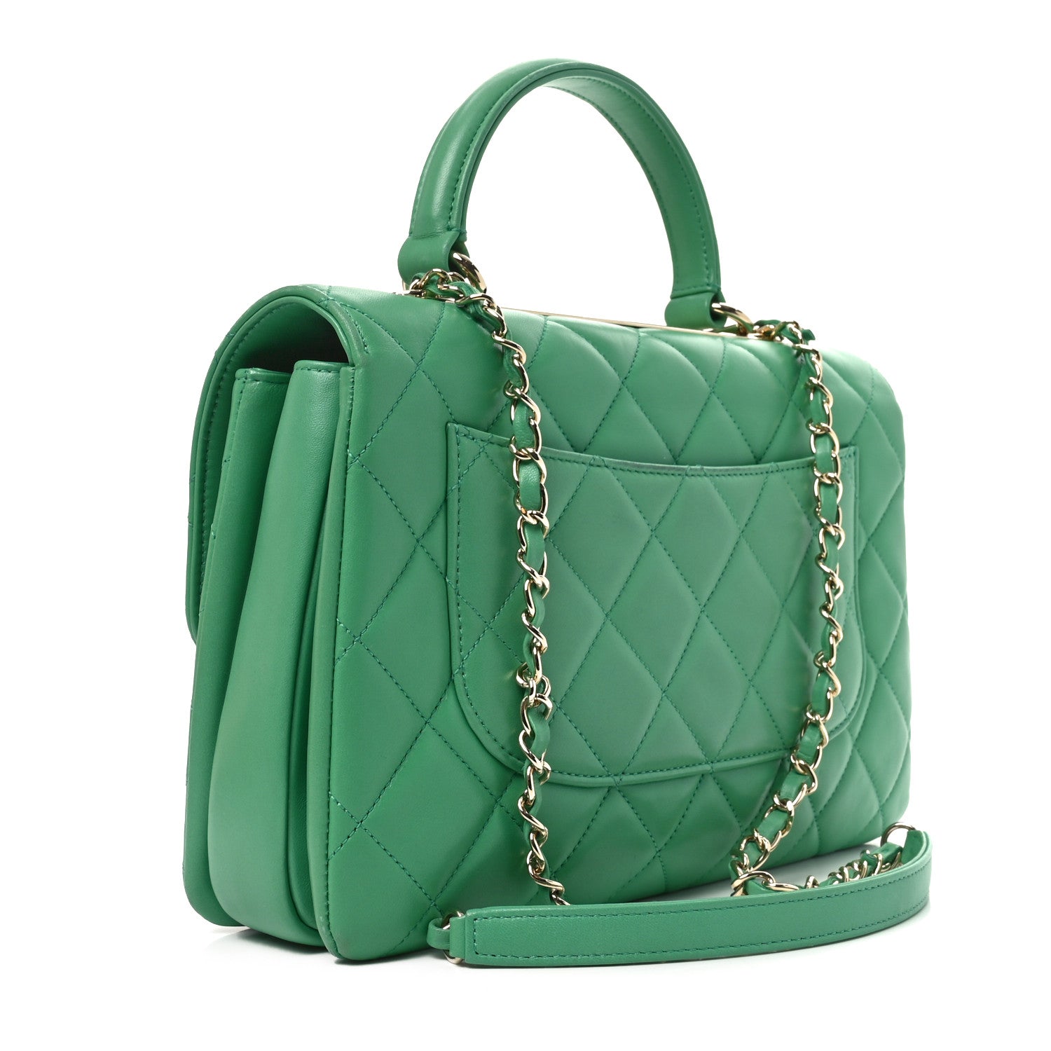 Chanel Lambskin Quilted Medium Trendy CC Flap Dual Handle Bag Green 3 of 10