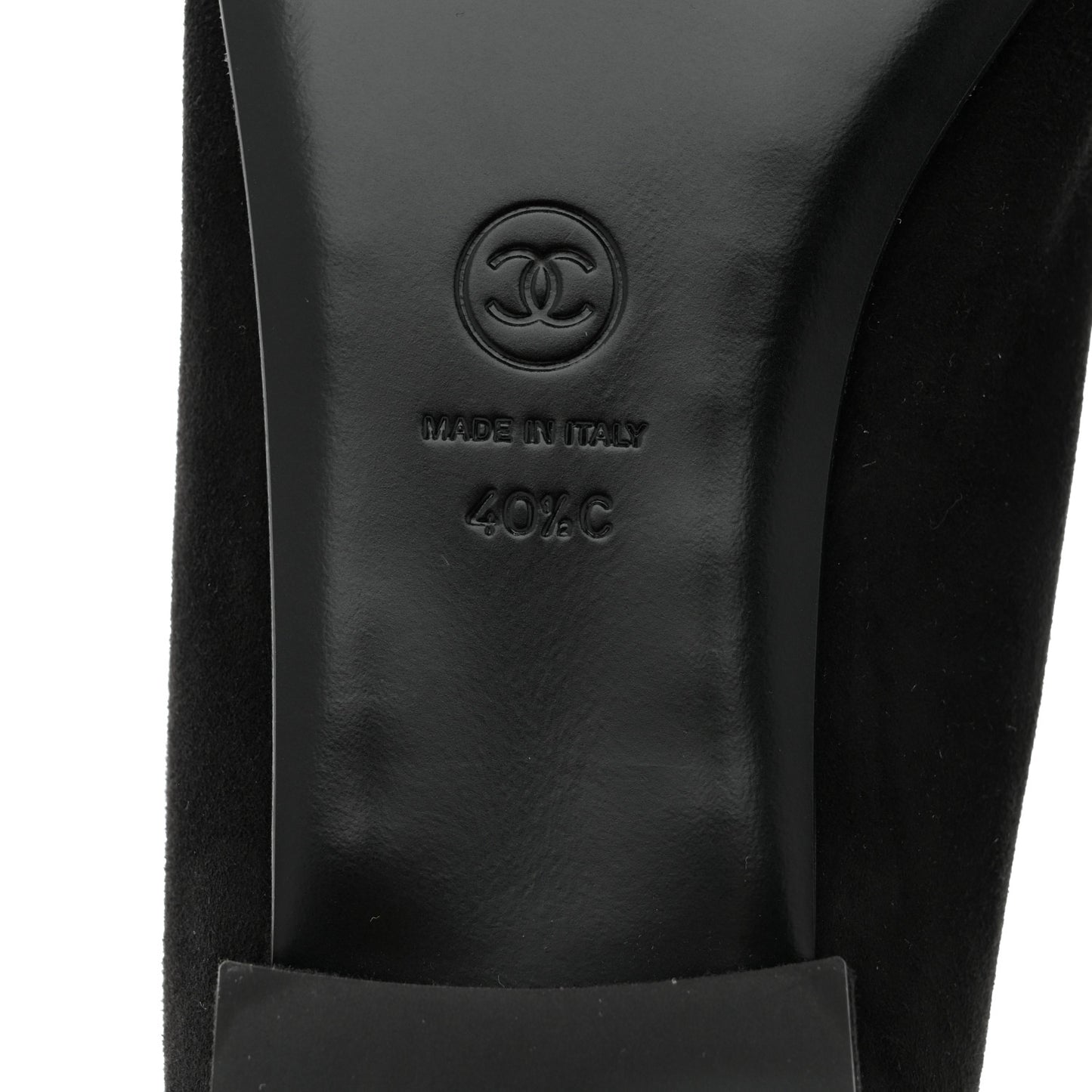 Suede Heart CC Loafers 40.5 Black