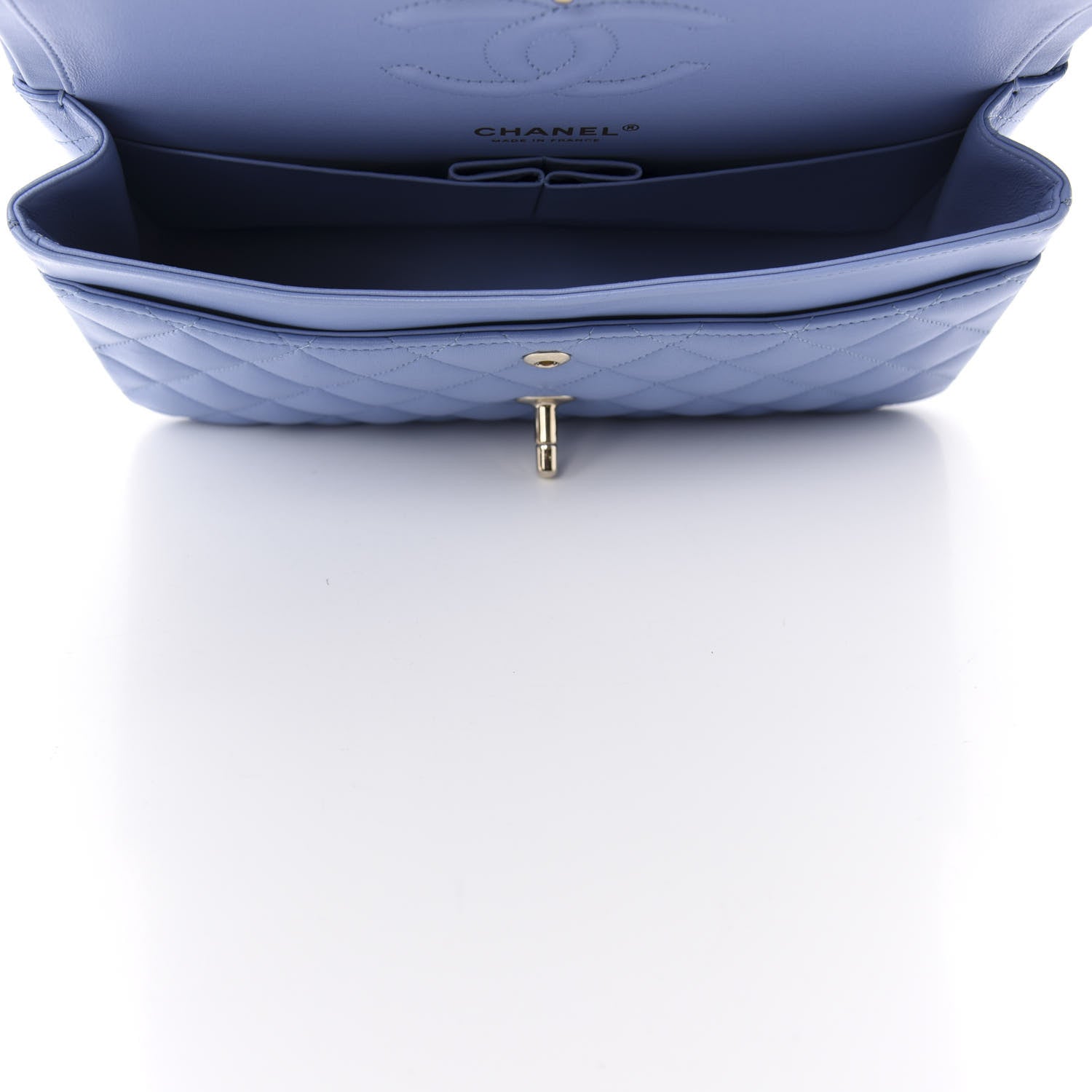 Chanel Lambskin Quilted Medium Double Flap Light Blue 5 of 11