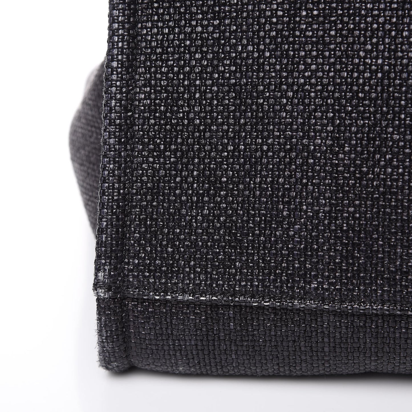 Woven Straw Raffia Large Deauville Tote Black