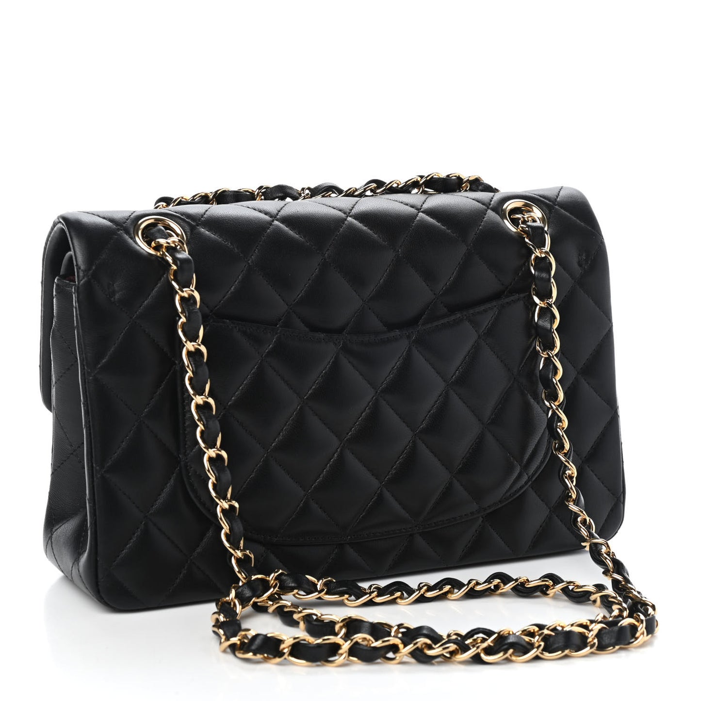 Lambskin Quilted Small Double Flap Black