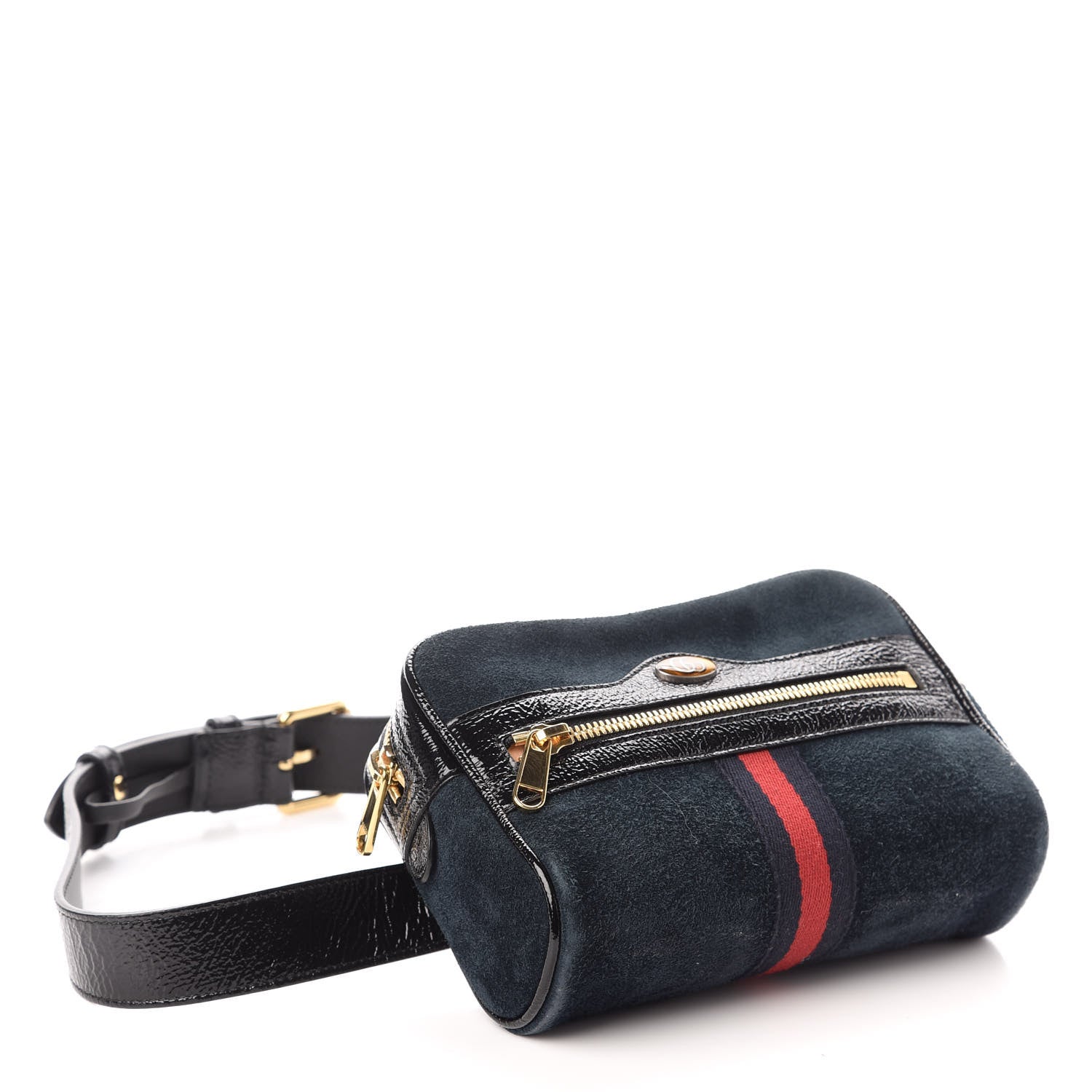 Gucci Suede Patent Small Ophidia Belt Bag 75 30 Blue Black 4 of 9