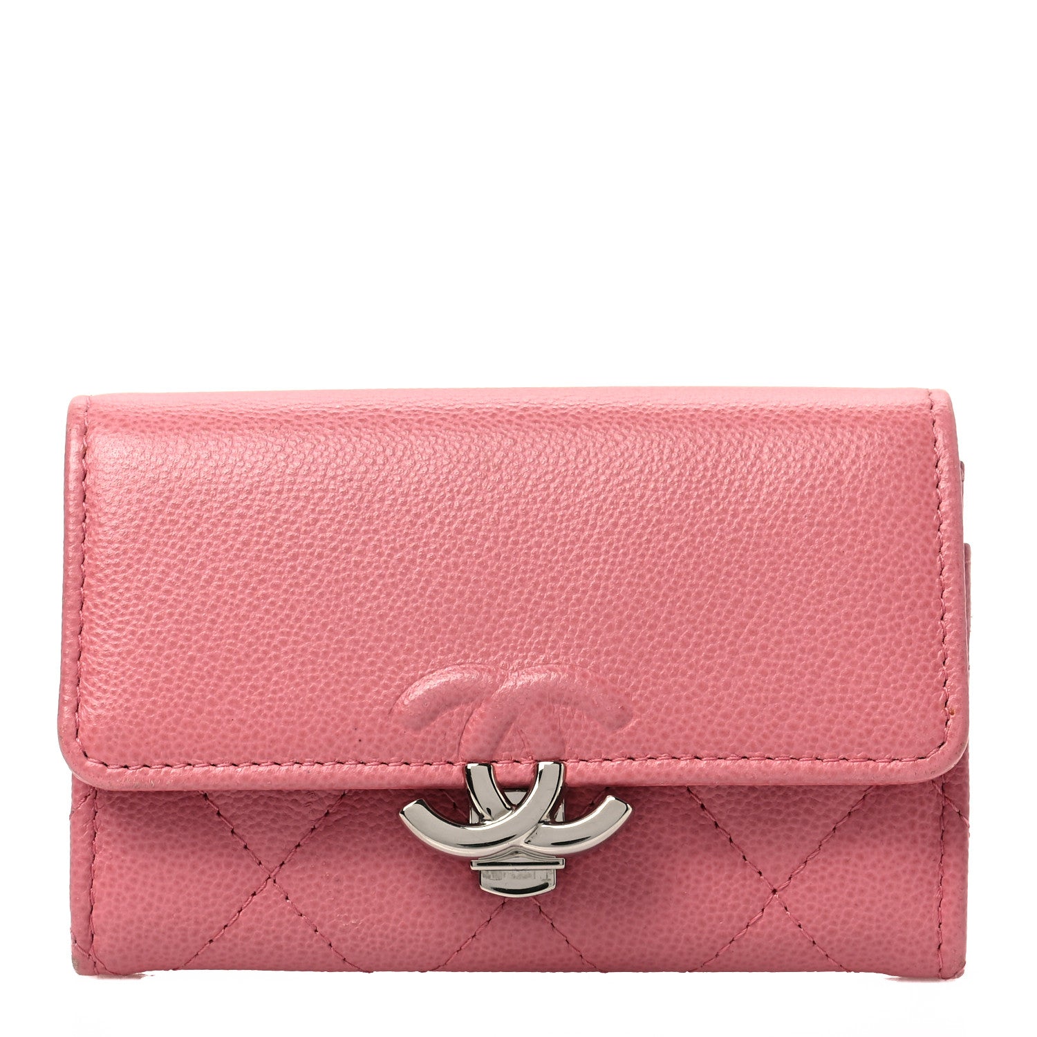 Chanel Caviar Quilted CC Box Flap Card Holder Pink 1 of 11
