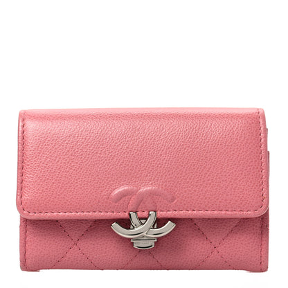 Chanel Caviar Quilted CC Box Flap Card Holder Pink 1 of 11
