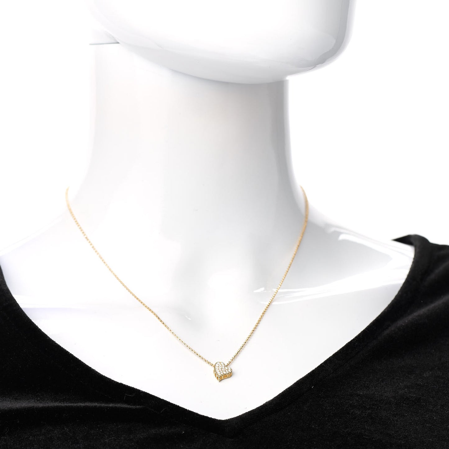 18K Yellow Gold Diamond Princess Heart Pendant Necklace