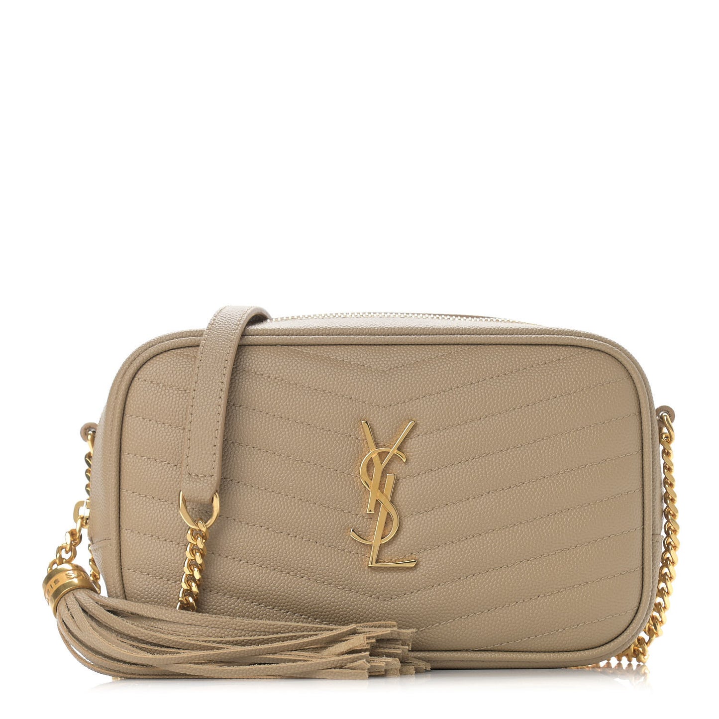 Grain De Poudre Matelasse Monogram Mini Lou Camera Bag Dark Beige