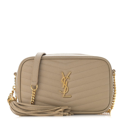 Saint Laurent Grain De Poudre Matelasse Monogram Mini Lou Camera Bag Dark Beige 1 of 9