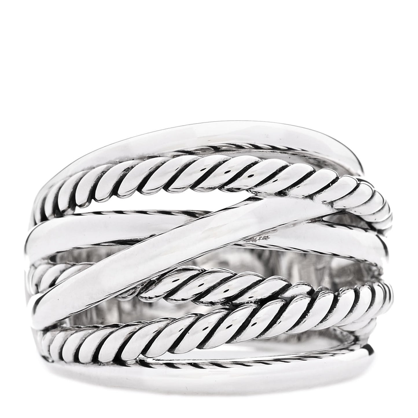 Sterling Silver 18mm Wide Crossover Cable Ring 57 8