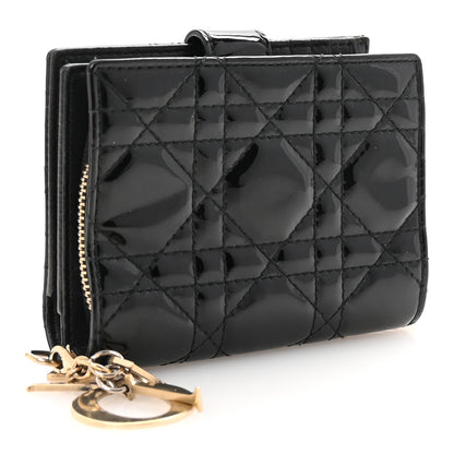 Christian Dior Patent Cannage Lady Dior Eden Wallet Black 3 of 7