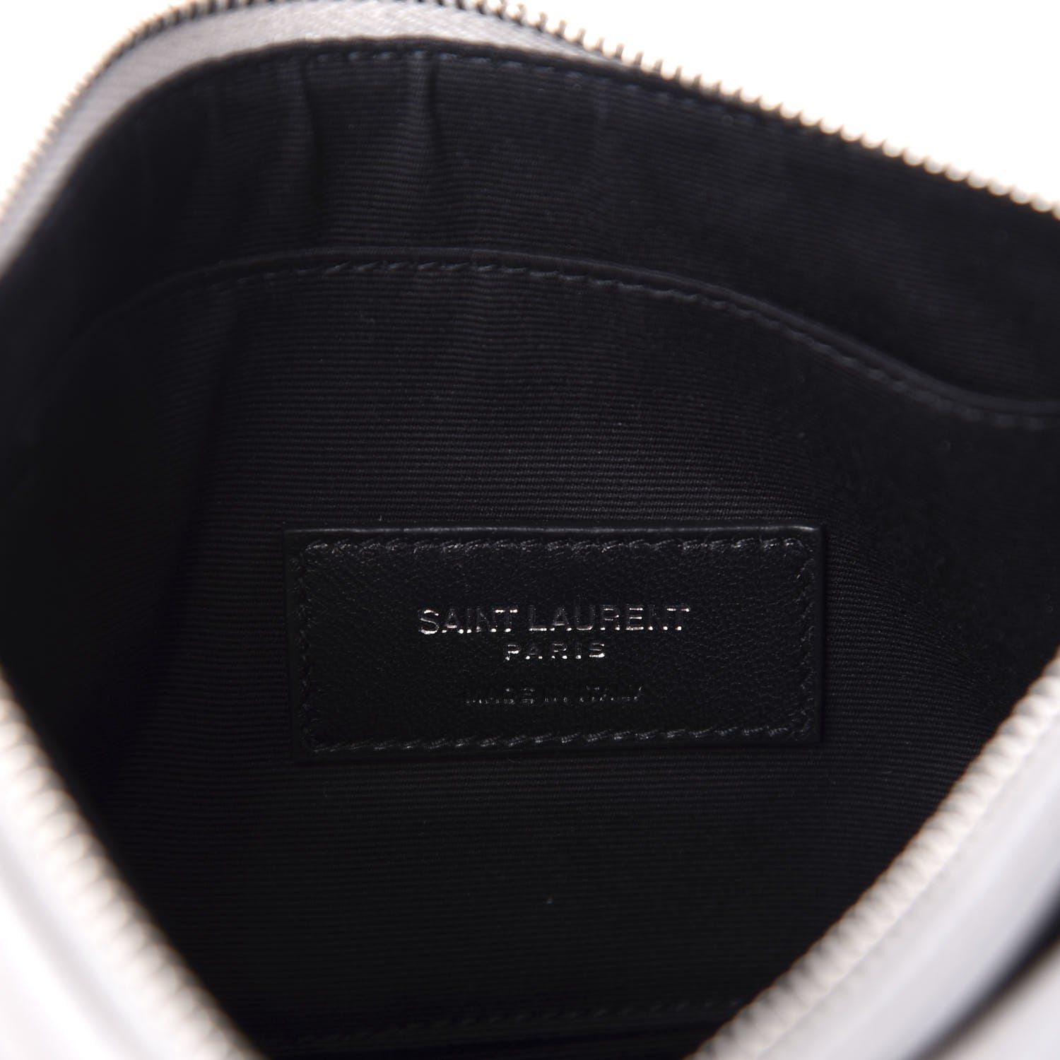 Saint Laurent Grain De Poudre Chevron Monogram Bill Pouch Granite 8 of 9