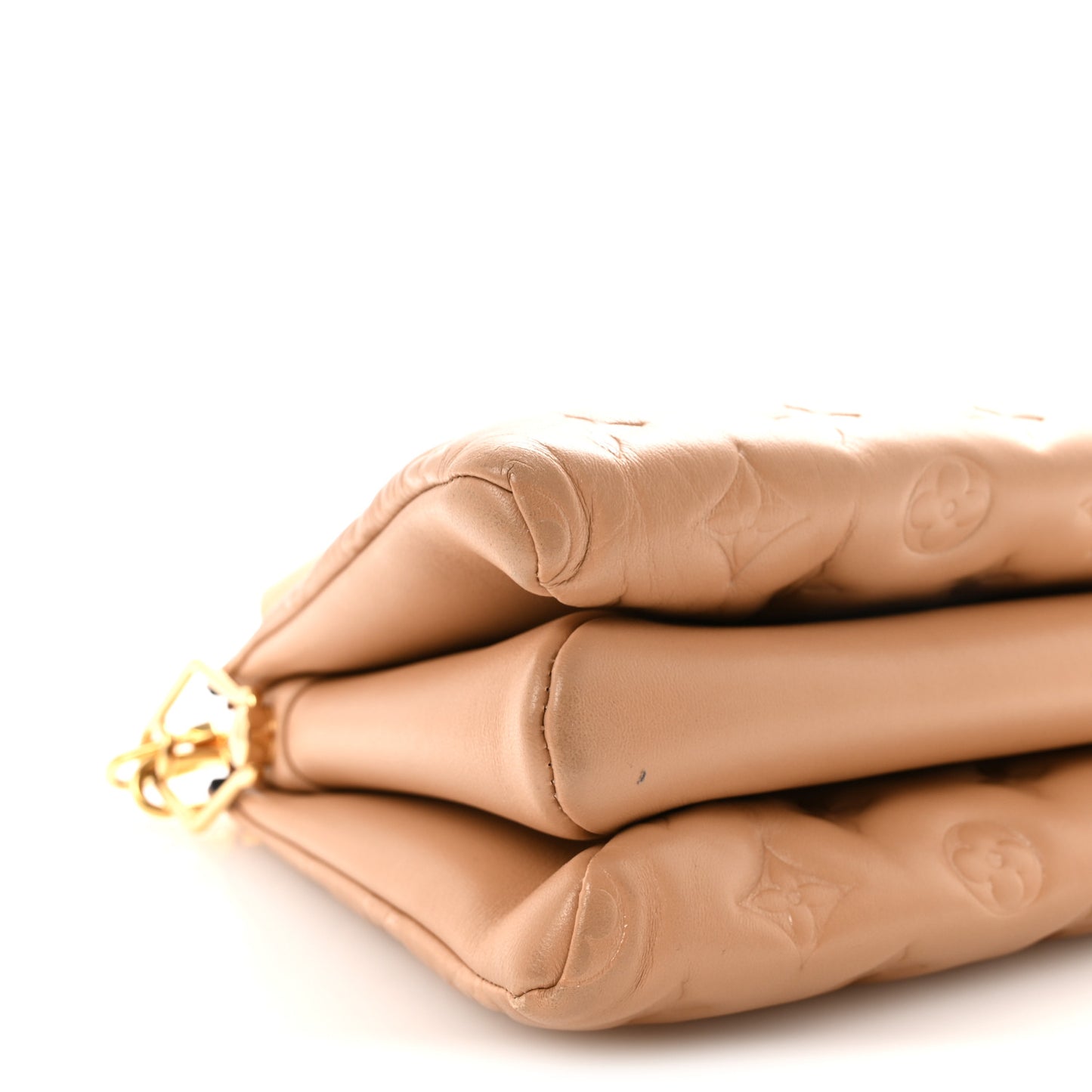 Lambskin Embossed Monogram Coussin PM Camel