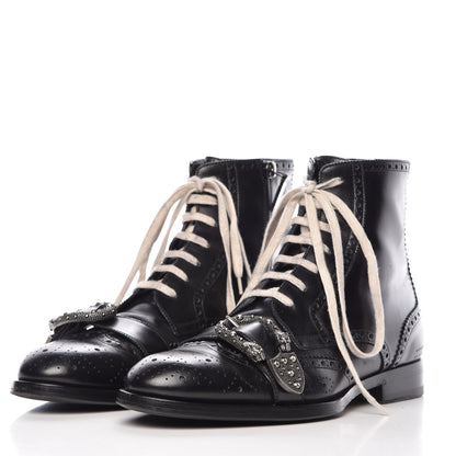 Gucci Calfskin Mens Queercore Brogue Wingtip Boots 10 Black 3 of 16