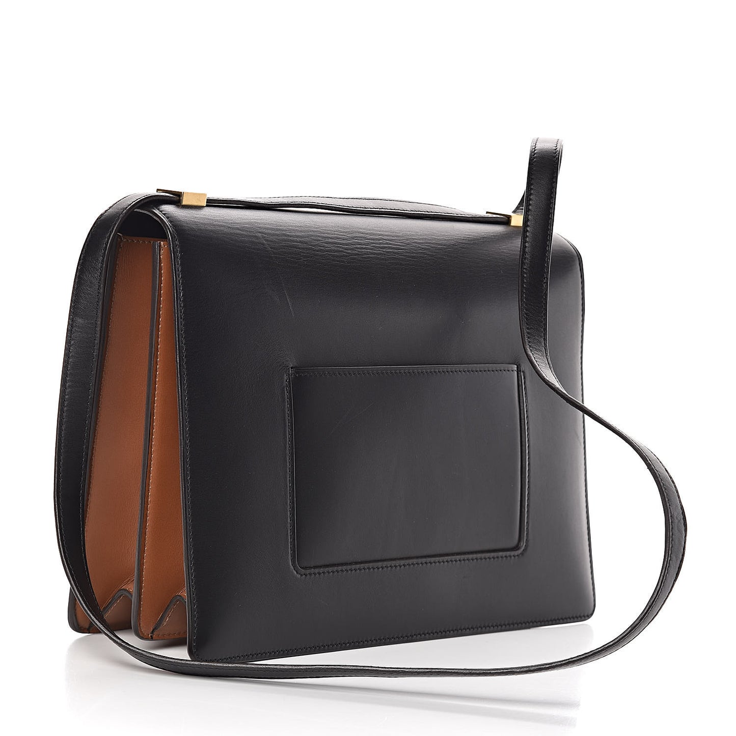 Smooth Calfskin Bi-Color Large Case Camel
