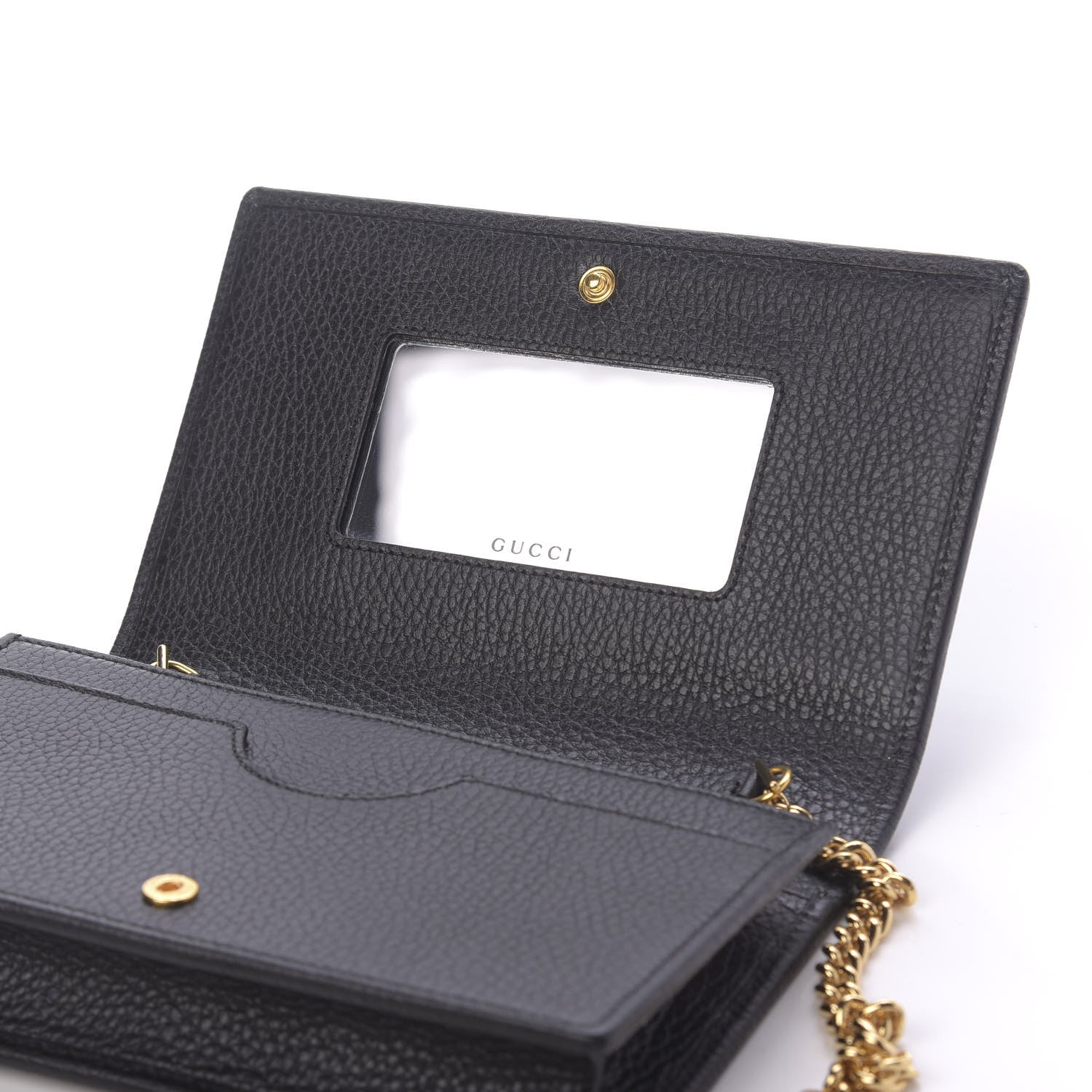 Gucci Calfskin Mini GG Marmont Chain Wallet Black 8 of 10