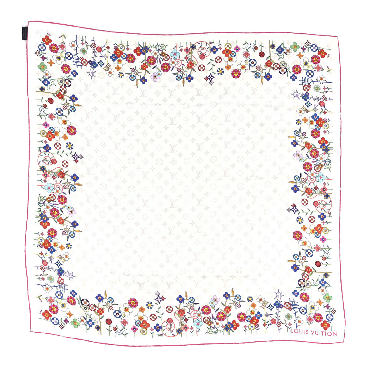 LV X TM Silk Monogram Superflat Flowers Square Scarf 90