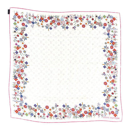 Louis Vuitton LV X TM Silk Monogram Superflat Flowers Square Scarf 90 1 of 3