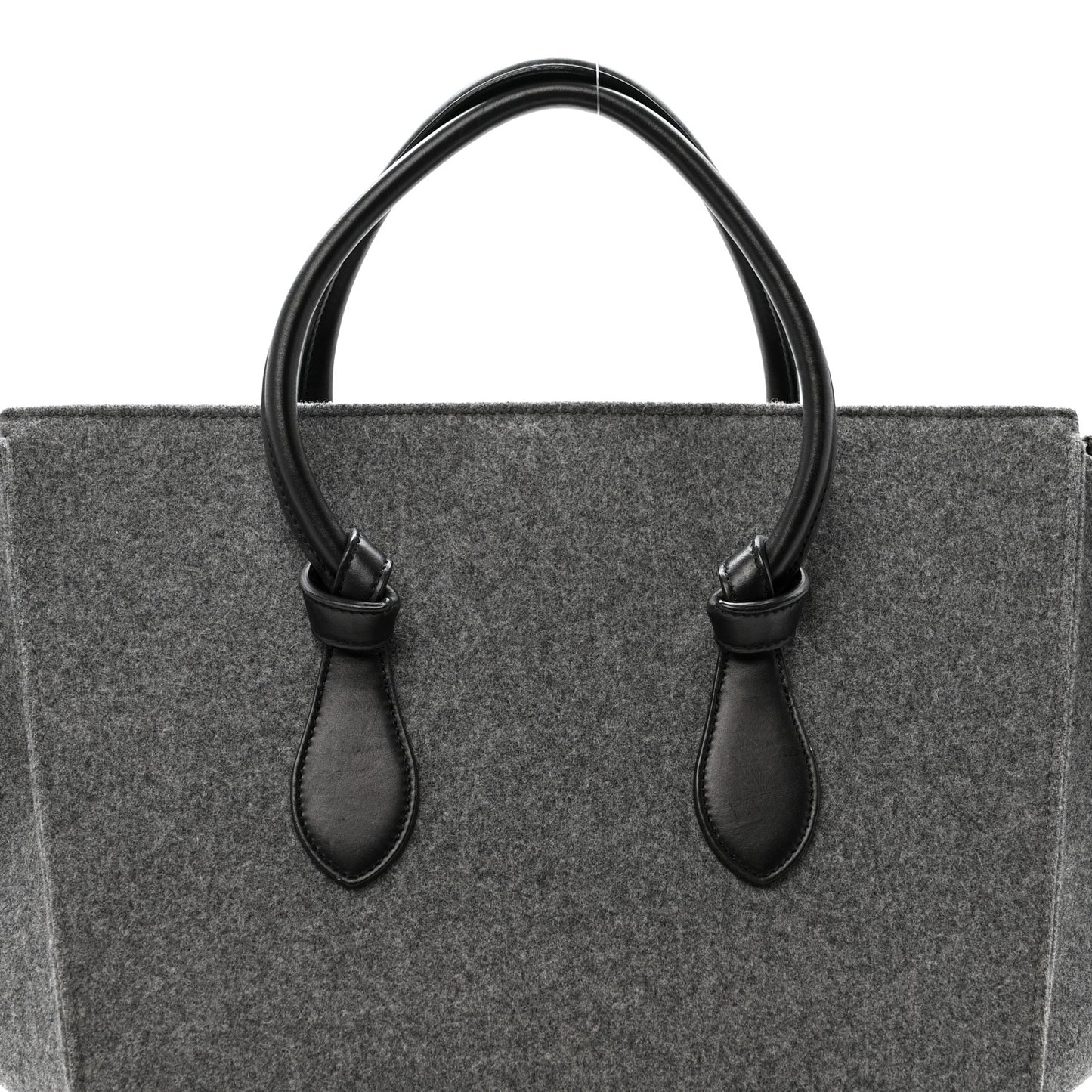 Felt Calfskin Medium Tie Knot Tote Grey Black