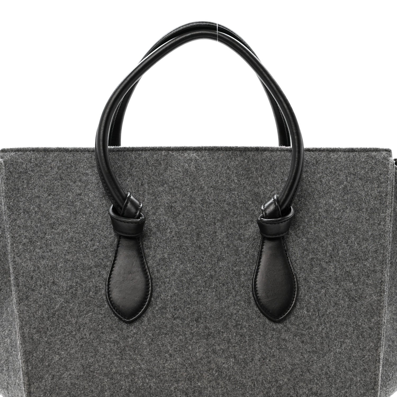 Celine Felt Calfskin Medium Tie Knot Tote Grey Black 8 of 17