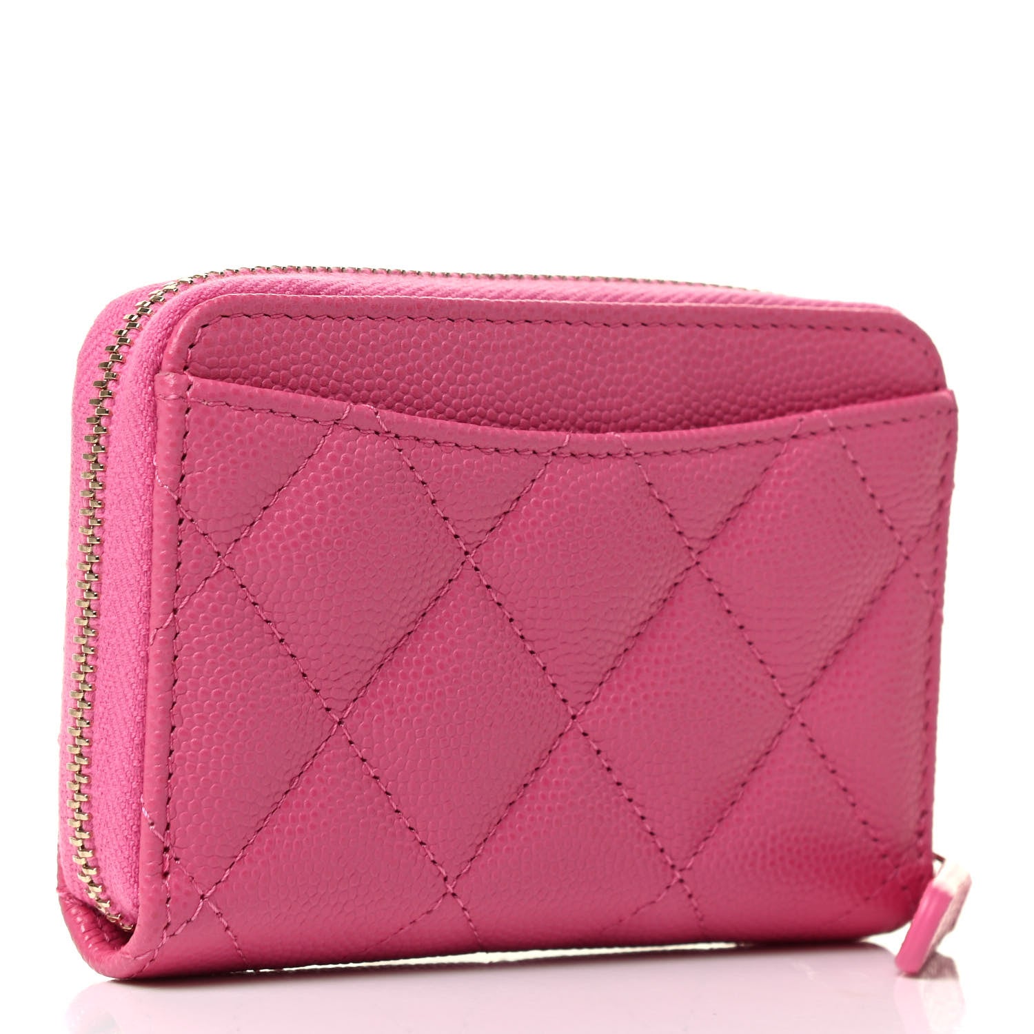 Chanel Caviar Quilted Zip Coin Purse Pink 2 of 6