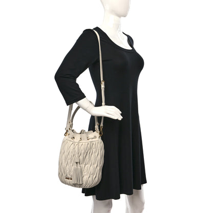Miu Miu Nappa Matelasse Small Bucket Bag White 2 of 13