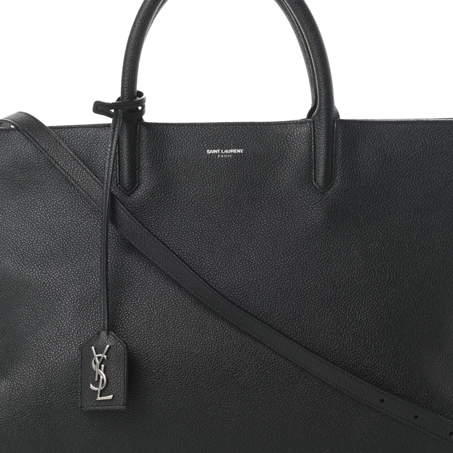 Saint Laurent Grained Calfskin Medium Cabas Rive Gauche Black 8 of 17