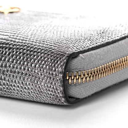Gucci Laminated Lizard GG Marmont Zip-Around Wallet Silver 9 of 13
