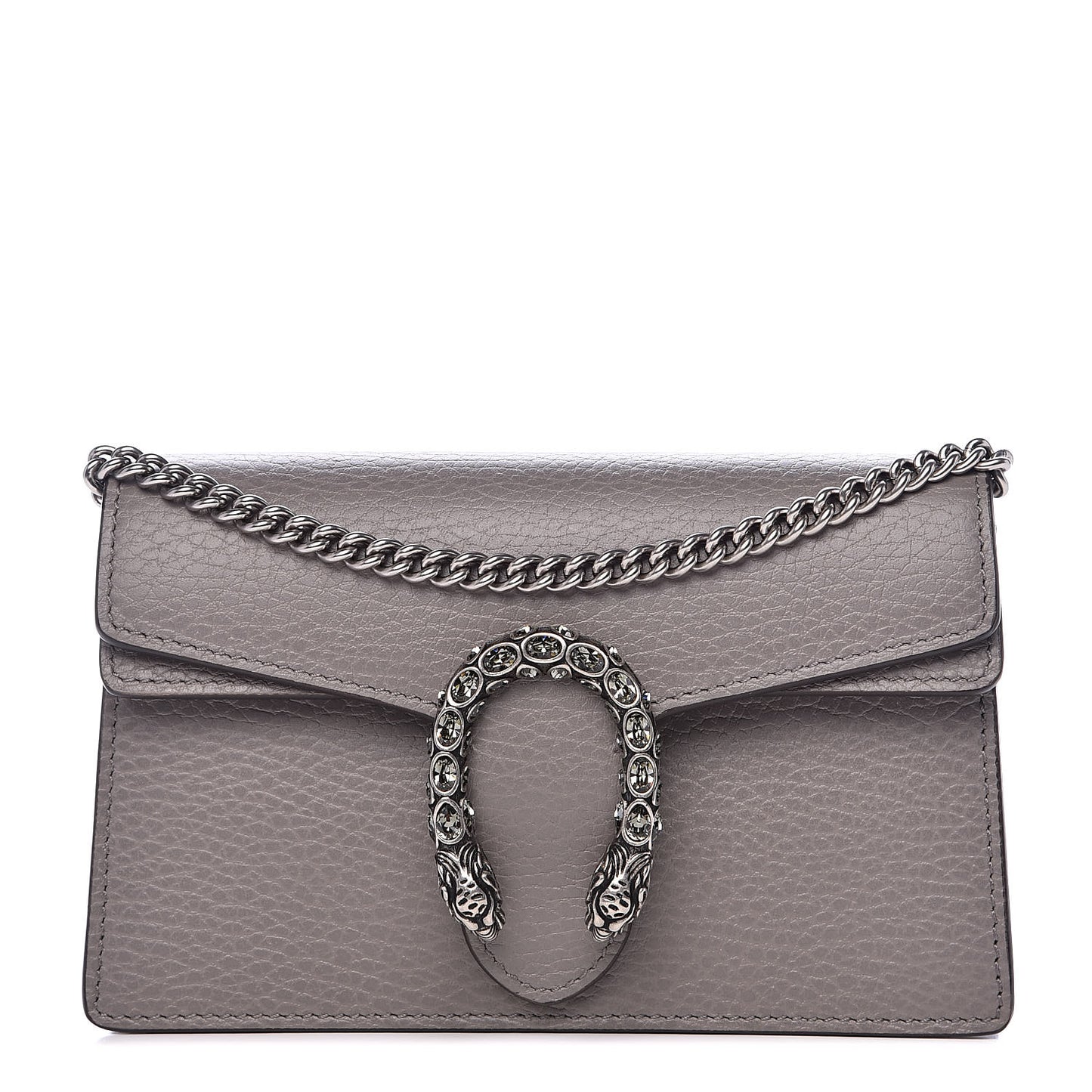 Dollar Calfskin Crystal Super Mini Dionysus Shoulder Bag Dusty Grey Black Diamond