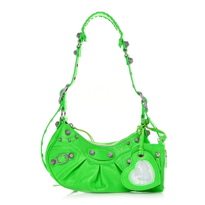 Balenciaga Agneau Arena Crystal Le Cagole Shoulder Bag XS Fluo Green 1 of 11